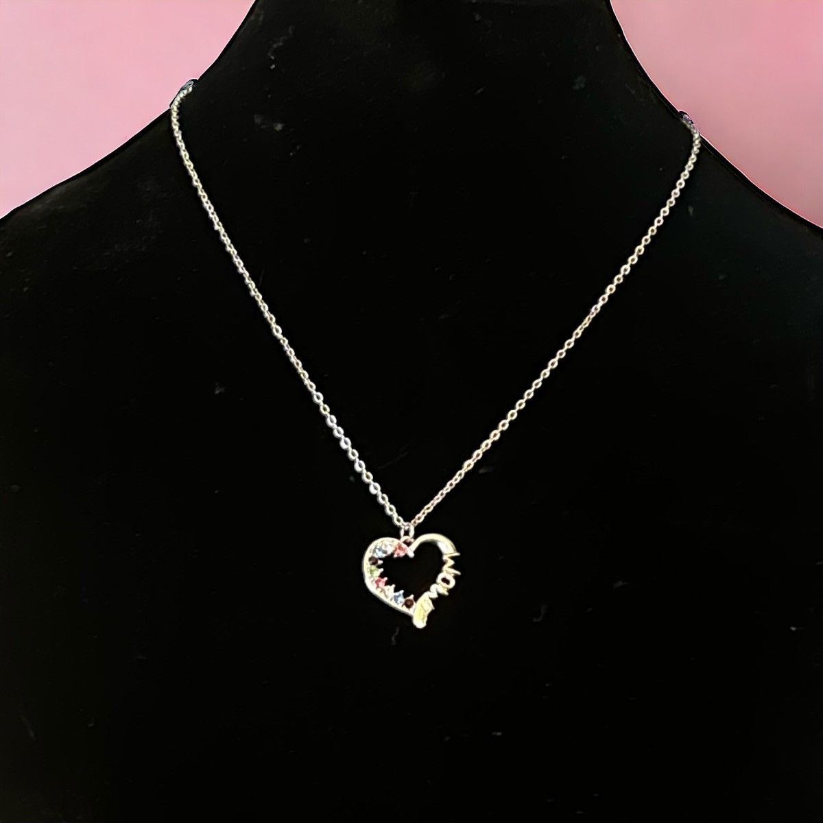 Other Silver tone multicolor rhinestone Mom heart pendant necklace Size ONE SIZE - 1 Thumbnail