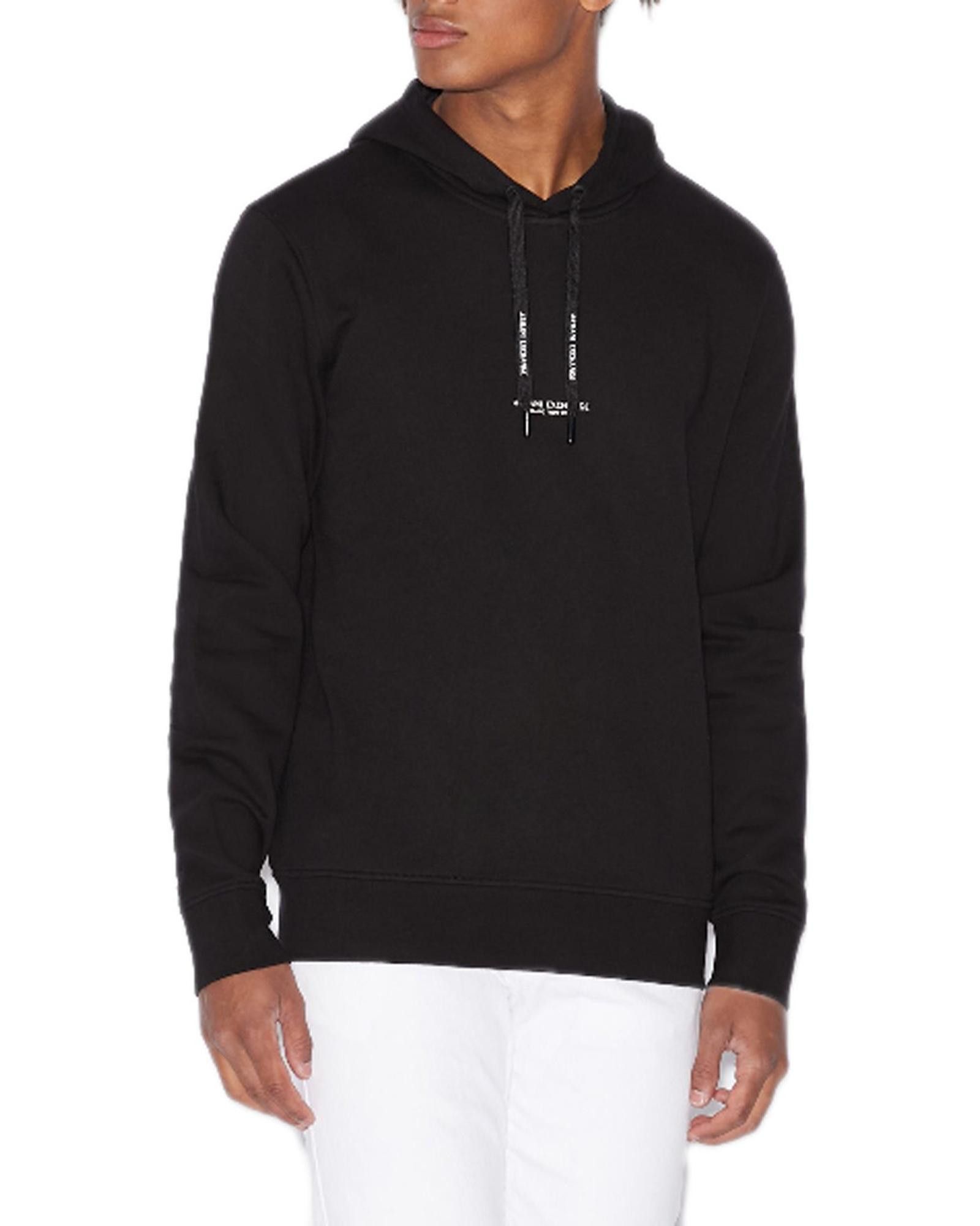 Image of Armani Exchange Printed Hooded Sweatshirt in Black, Men's (Size 2XL)