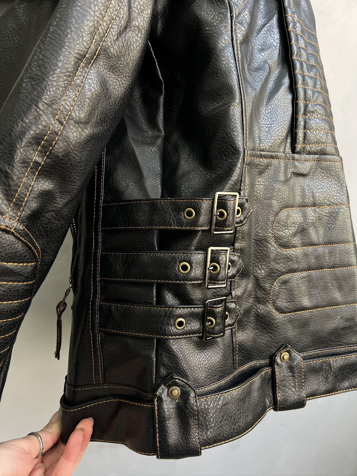 Harley Davidson Zipper gothic biker faux leather jacket y2k style hype Size US XL / EU 56 / 4 - 10 Thumbnail