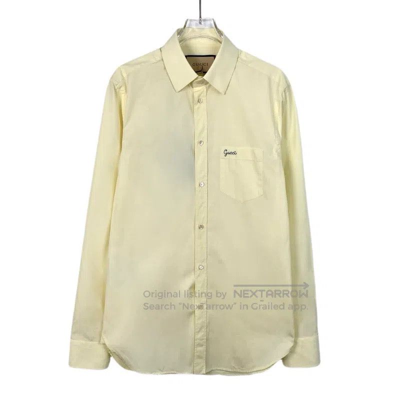 Gucci Gucci Light yellow logo embroidered cotton long-sleeved sh Size XS / US 0-2 / IT 36-38 - 1 Thumbnail