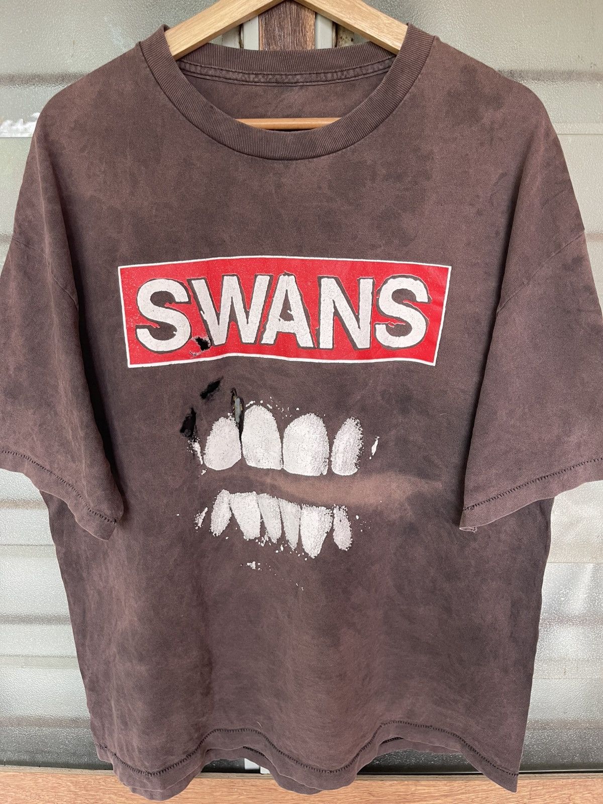 Vintage Thrashed Vintage 90's Swans Filth Punk Band Faded Tee Size US L / EU 52-54 / 3 - 3 Thumbnail