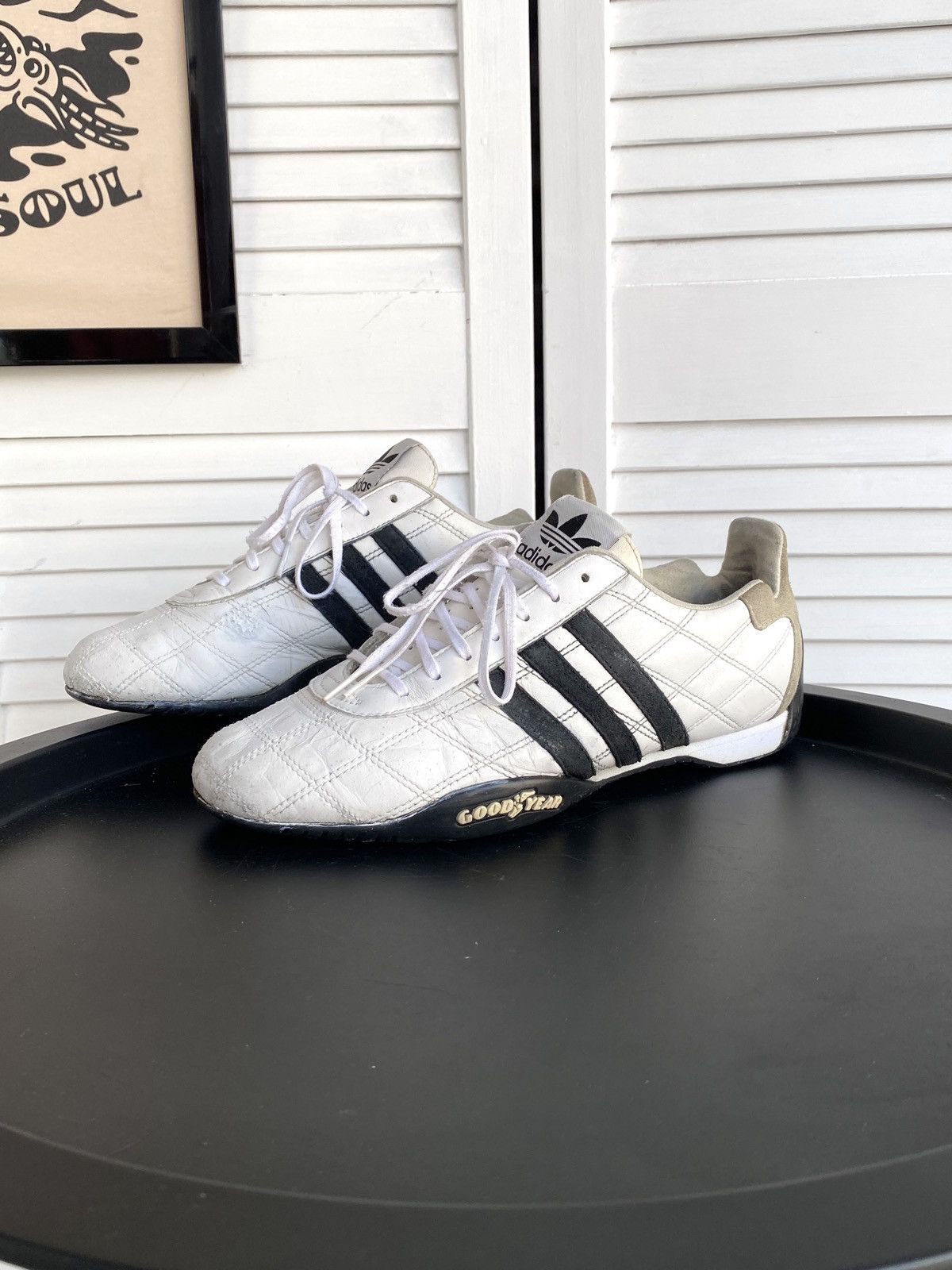 Adidas × Vintage 2004 Adidas Tuscany Good Year Leather Racing F1 Shoes Y2K Size US 8 / EU 41 - 2 Thumbnail