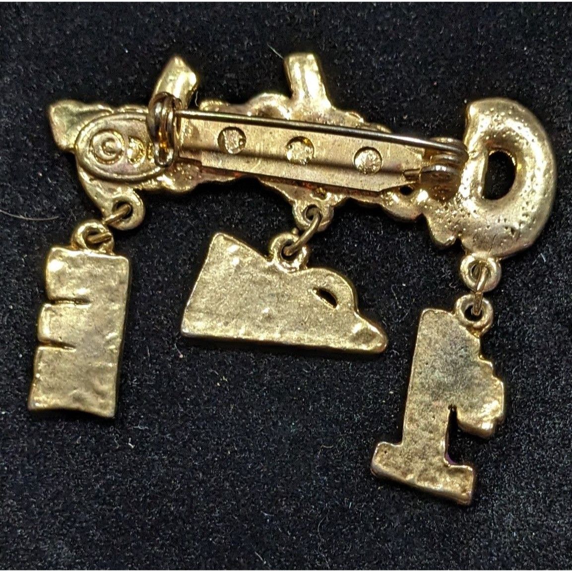 Other Vintage Rainbow Cheerleader Dangling Charm Brooch Signed DM Size ONE SIZE - 4 Thumbnail