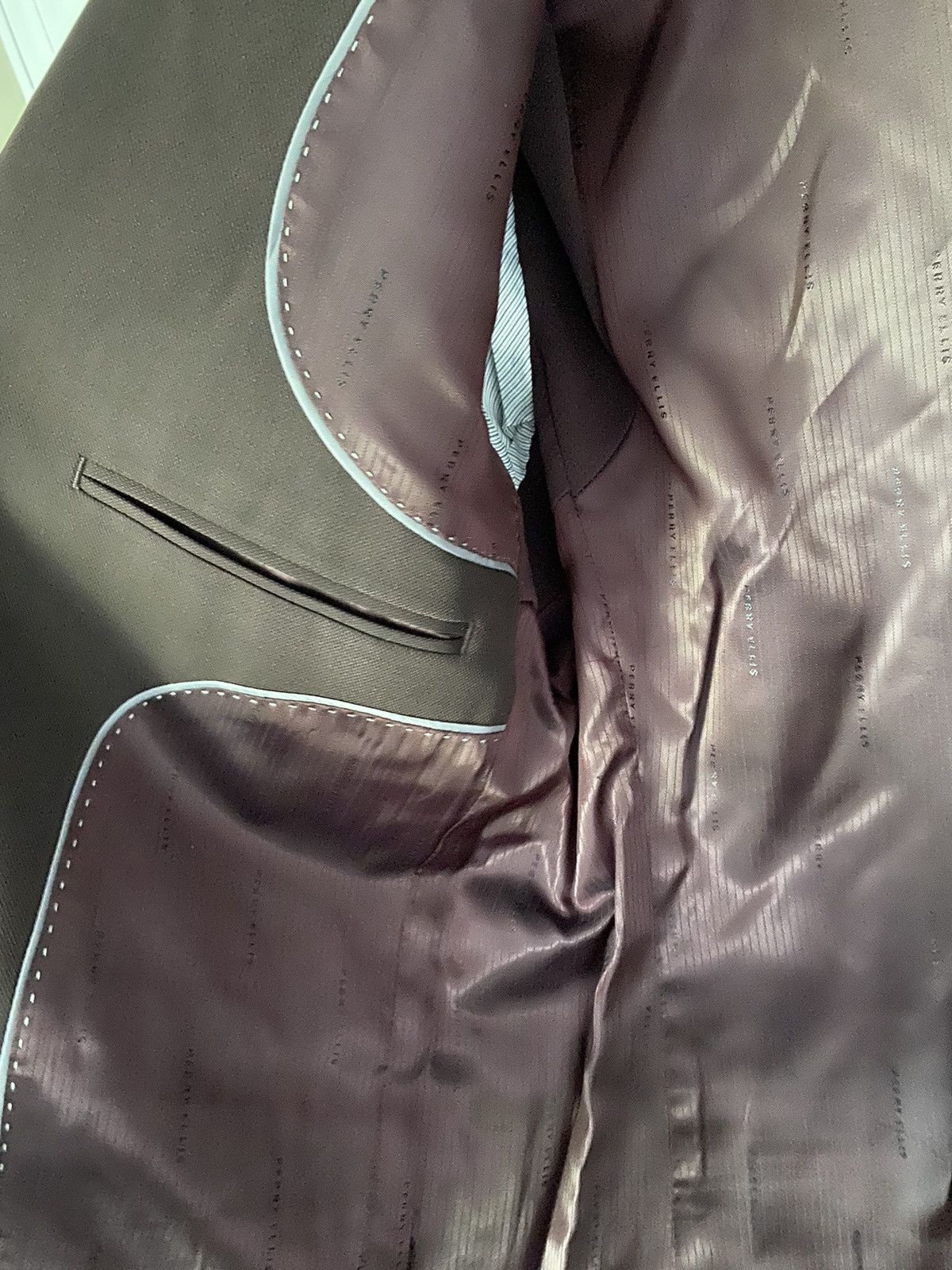 Perry Ellis Dark Brown (Port) Suit Jacket Size 42S - 6 Thumbnail