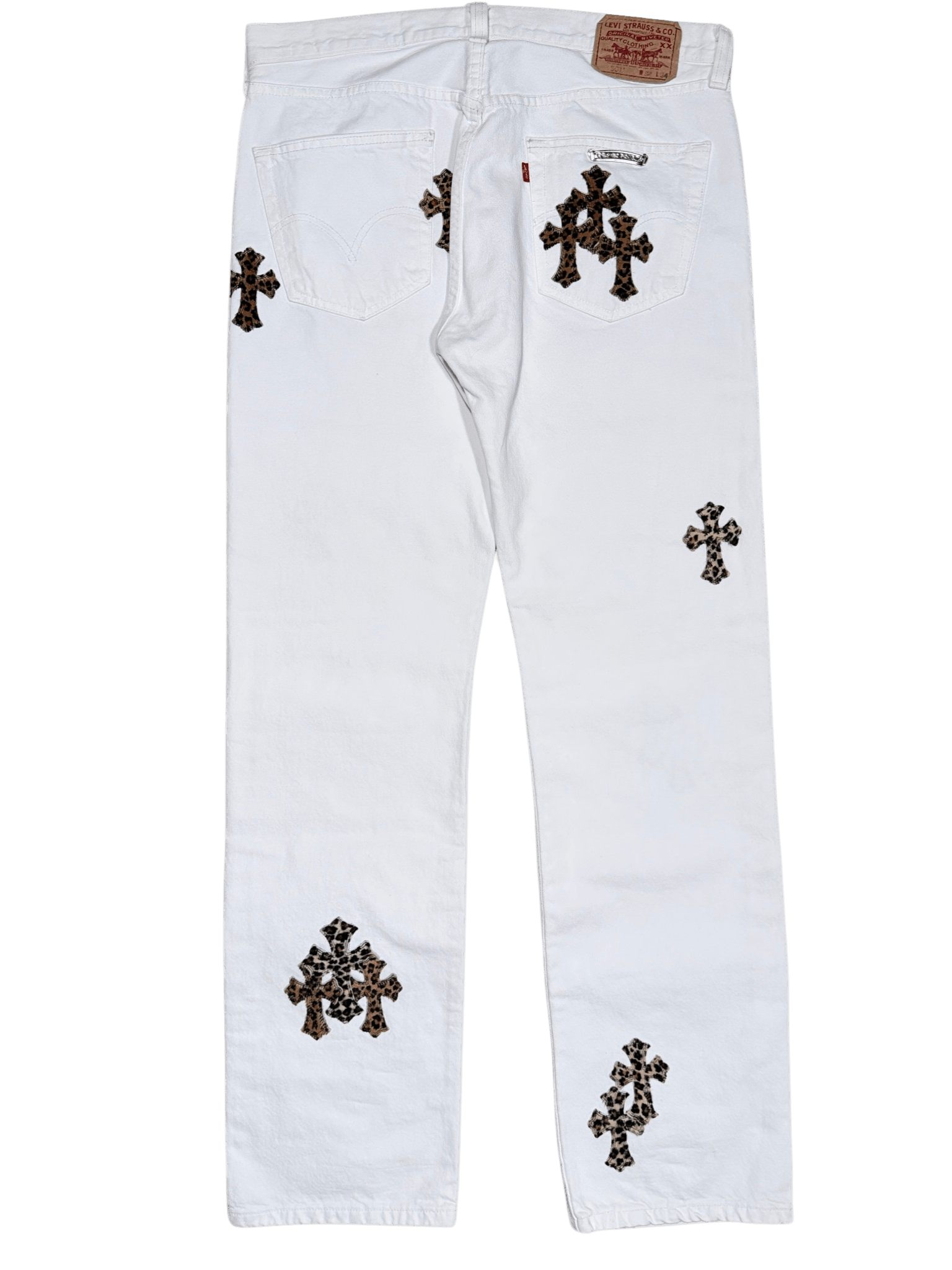 Chrome Hearts Cheetah Cross Patch Levi's Vintage White Jeans Size US 34 / EU 50 - 4 Thumbnail