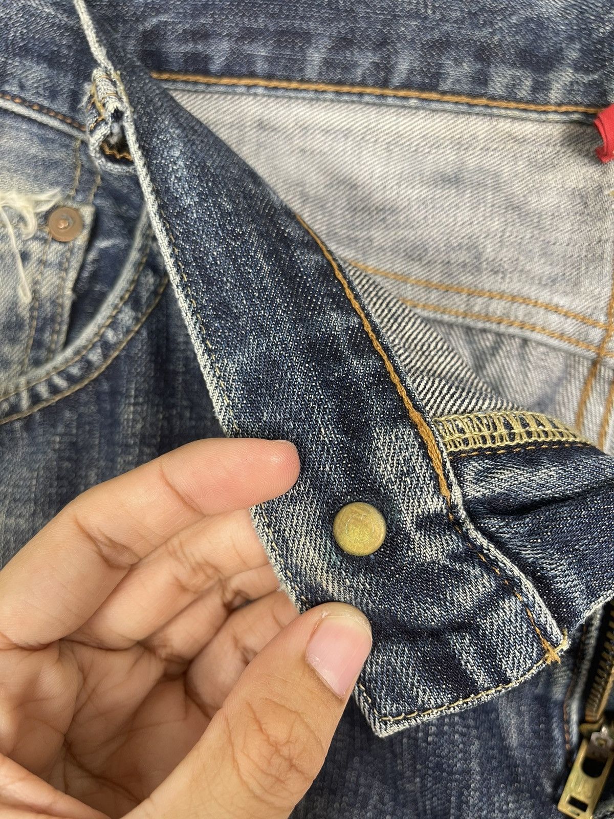 Japanese Brand Uniqlo UJ Distressed Flare Regular Fit Straight Jeans Size US 38 / EU 54 - 11 Thumbnail