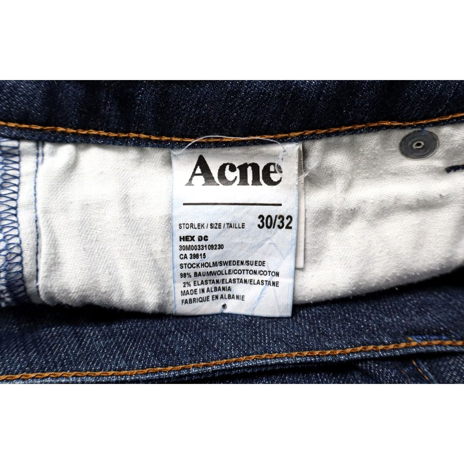 Vintage ACNE Hex Dc Jeans Women's Slim Fit Stretch Zip Fly Dark Blue W30/L32 Size 30" / US 8 / IT 44 - 6 Thumbnail