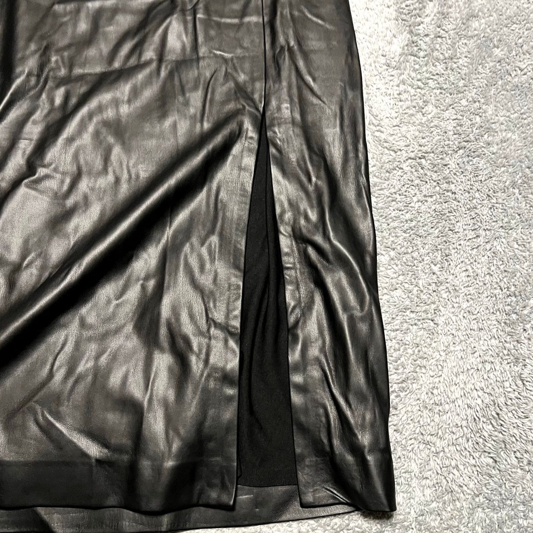 Express Express Faux Leather Pencil Skirt High Waist Slit Black Large Womens Size 36" / US 14 / IT 50 - 2 Thumbnail