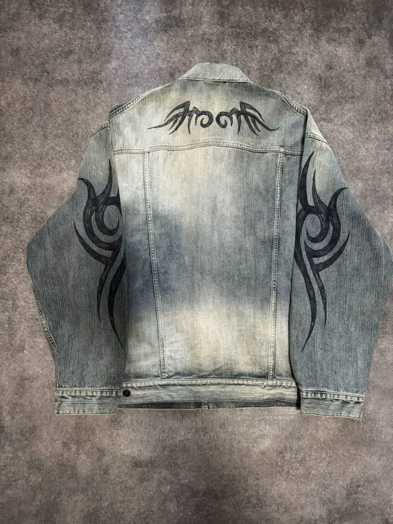 Balenciaga Balenciaga Dragon totem making old denim jacket coat Size US S / EU 44-46 / 1 - 2 Thumbnail