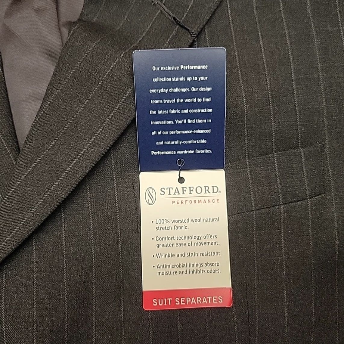 Stafford Stafford Blazer Men 40R Gray Pinstripe Worsted Wool Classic Fit Suit Jacket NEW Size 40R - 3 Thumbnail