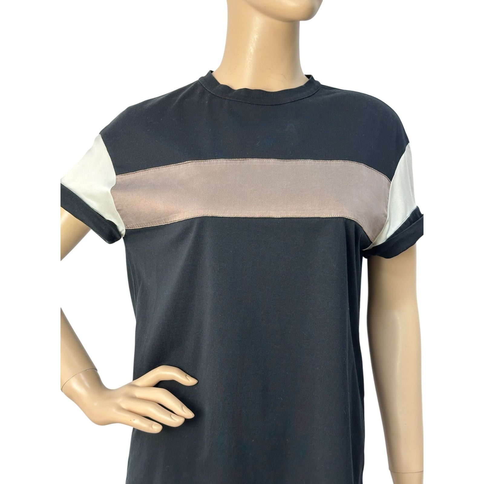 Brunello Cucinelli Brunello Cucinelli Black Satin Stripe T-Shirt Sz.S Size S / US 4 / IT 40 - 3 Thumbnail