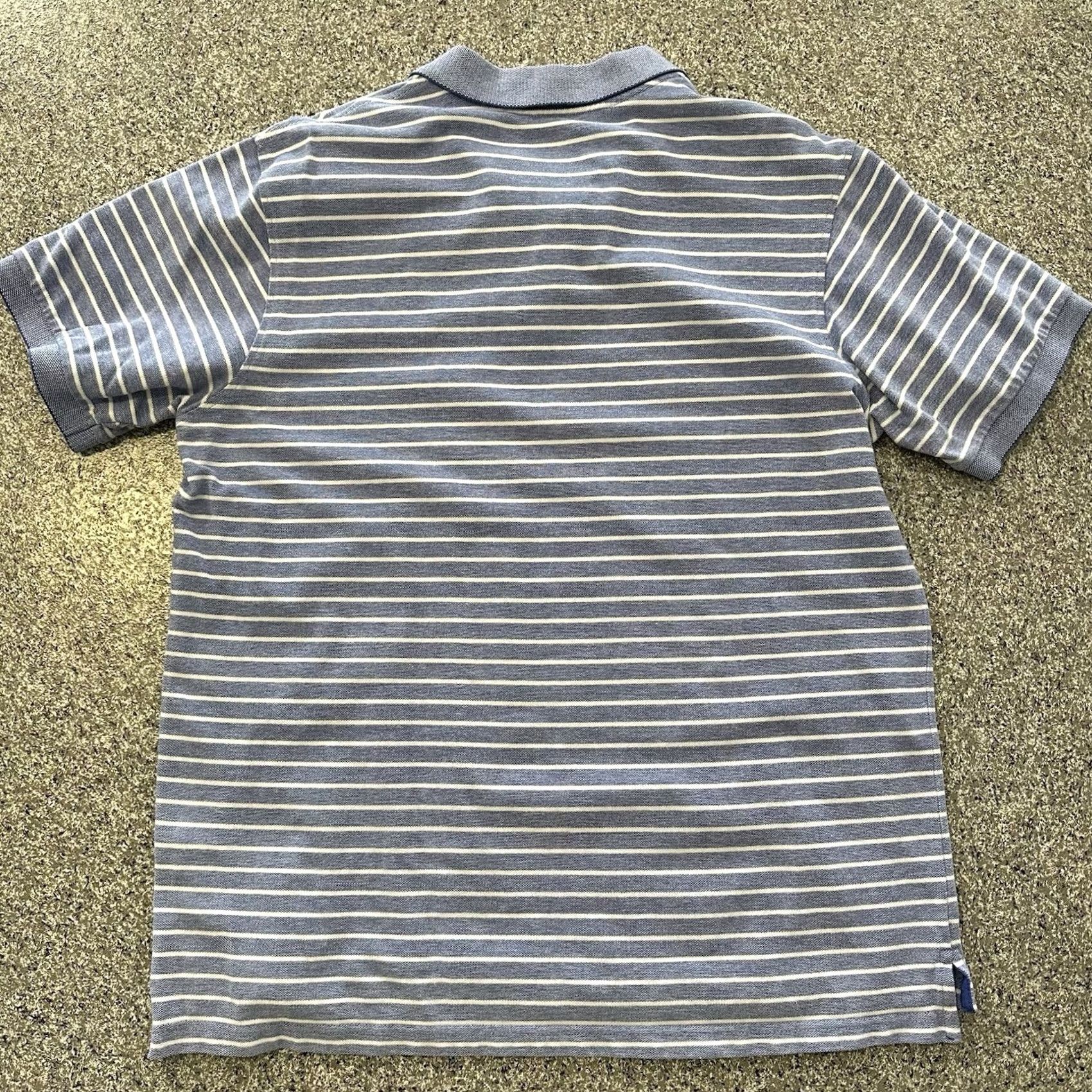 Izod VINTAGE IZOD Polo Shirt Mens XL Short Sleeve Striped Blue White Golf Casual Cotton Shirt XL Mens Blue Striped Golf 90s Mens Size US XL / EU 56 / 4 - 6 Thumbnail