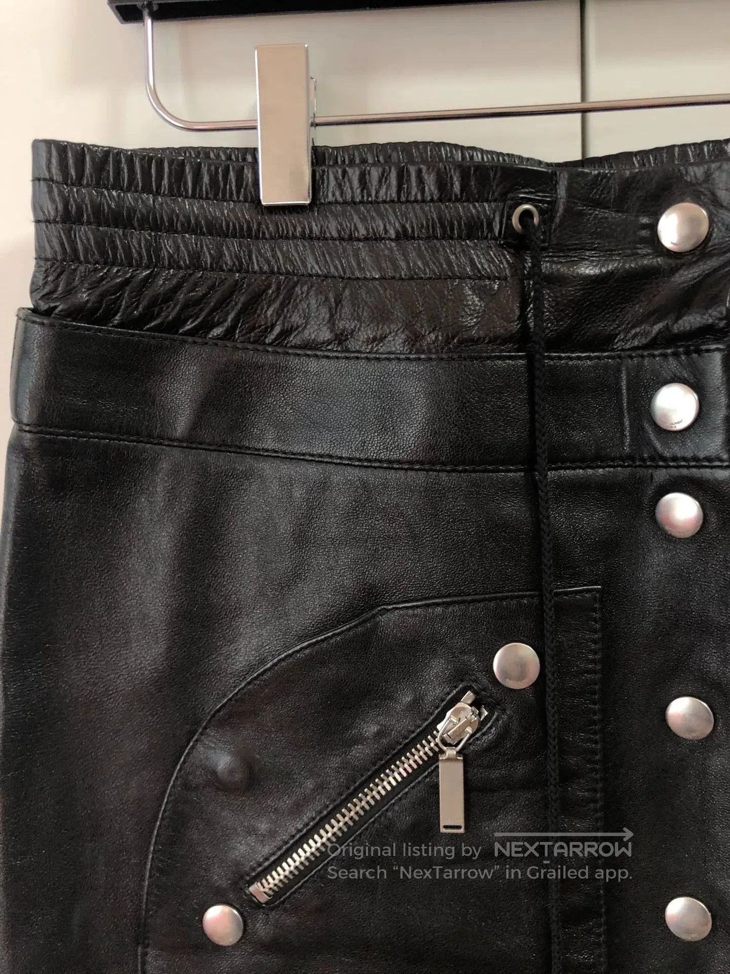 Yves Saint Laurent saint laurent black leather mini skirt. Size 39" - 2 Thumbnail