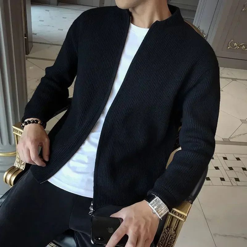 Japanese Brand × Vintage Low Collared Knit Zipper Cardigan Slim Size US XXL / EU 58 / 5 - 2 Thumbnail