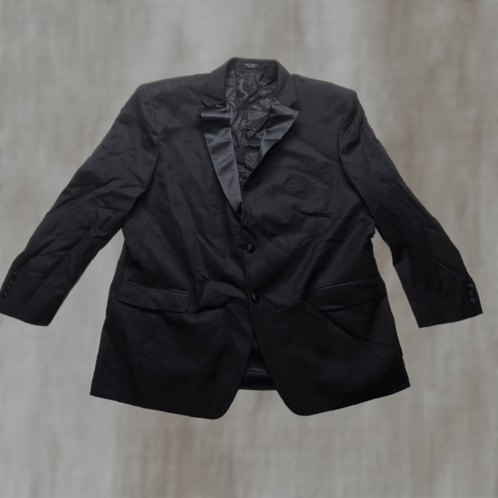 Vintage JNY Jones Suit Jacket Black Wool Adult Men's L Large Jacket Mens Wool Solid Black 44 Chest 2000s? Size 42R - 1 Thumbnail
