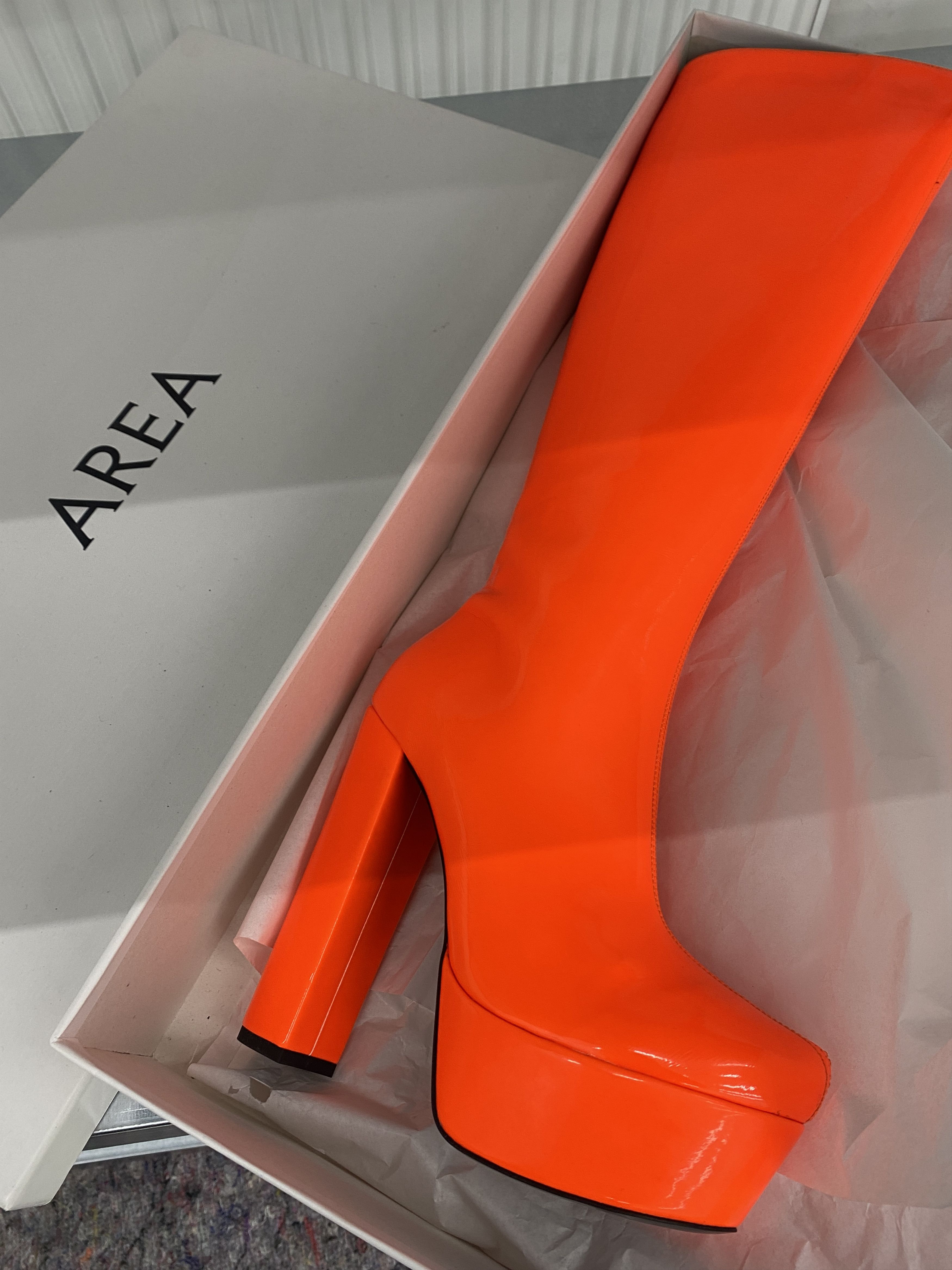 AREA neon orange platform boots - Main Image
