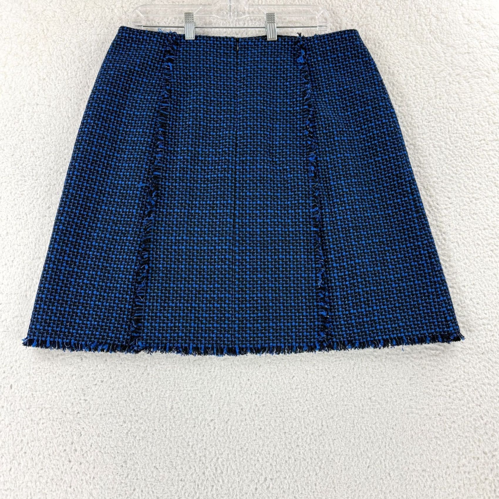 Hugo Boss HUGO BOSS Vomanda Tweed Suit Skirt Womens Size 12 Blue A-Line Fringe Office Work Skirt Size 34" / US 12 / IT 48 - 6 Thumbnail