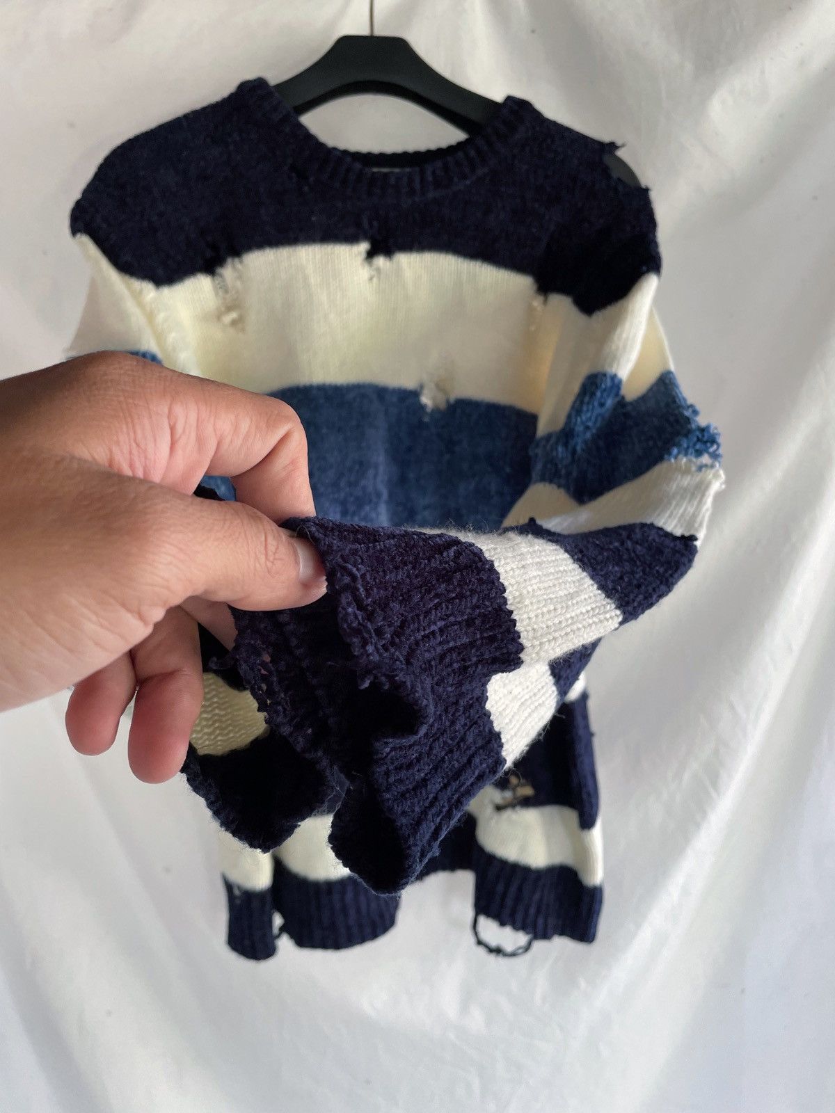 14th Addiction AVAIL JAPANESE BRAND GRUNGE DISTRESSED STRIPED KNIT Size US M / EU 48-50 / 2 - 3 Thumbnail