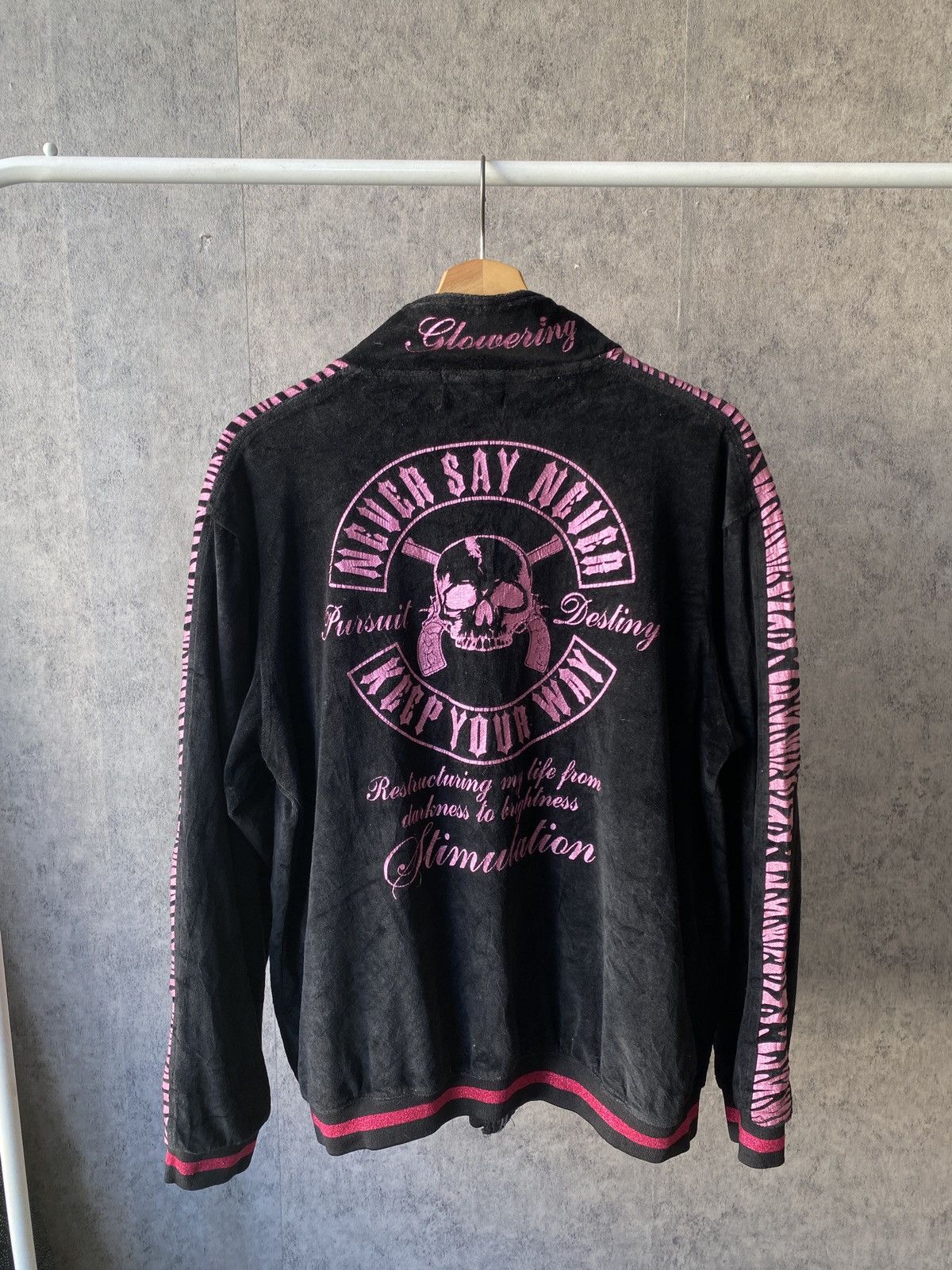Japanese Brand Dia Star Y2K Design Skull Velvet Zipper Jacket Size US L / EU 52-54 / 3 - 4 Thumbnail