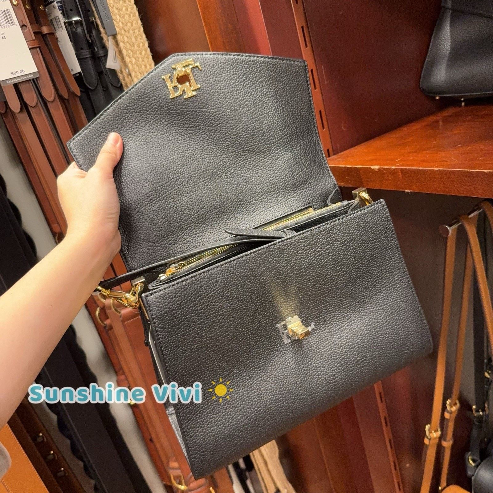 Lauren Ralph Lauren NWT Ralph Lauren Pebbled Leather Medium Farrah Satchel Black Size ONE SIZE - 2 Thumbnail