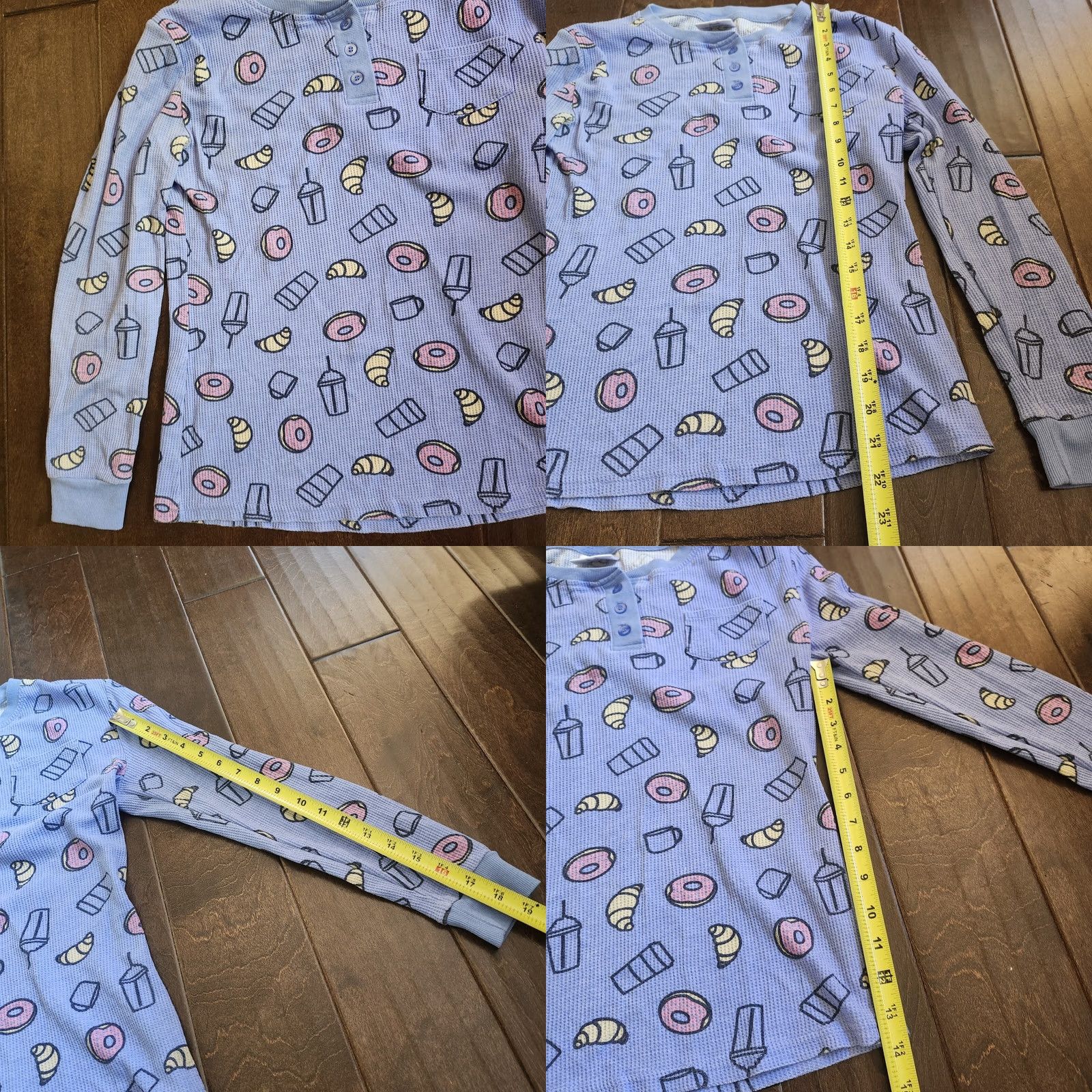 Vintage Serra Women’s Junior Donut Croissant Coffee Sleepwear Set Long Sleeve Brown M Size M / US 6-8 / IT 42-44 - 8 Thumbnail