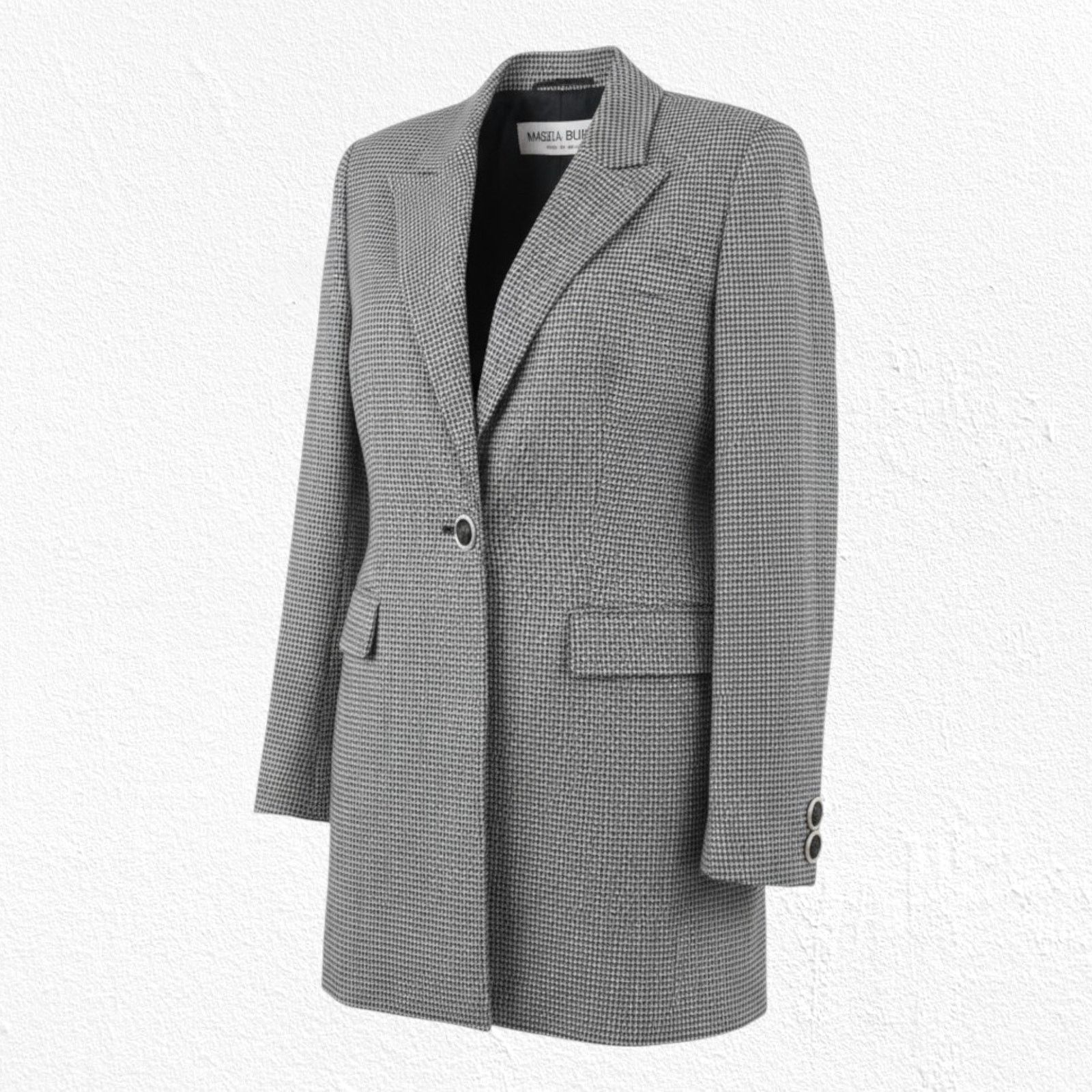 Vintage Vintage Mariella Burani Houndstooth Longline Blazer Size 4 Size S / US 4 / IT 40 - 1 Thumbnail