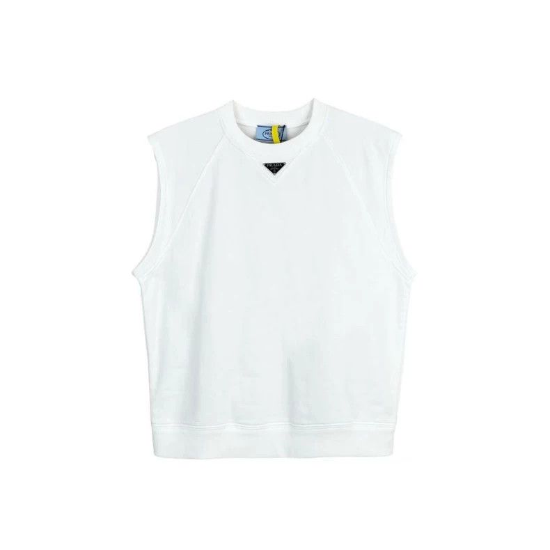Prada Cotton White Triangle Logo Vest
