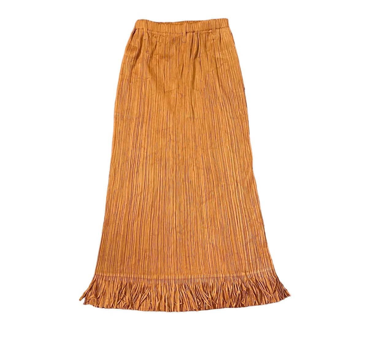 image of Homme Plisse Issey Miyake x Issey Miyake Vintage Issey Miyake Pleats Please Fringe Skirt in Orange,