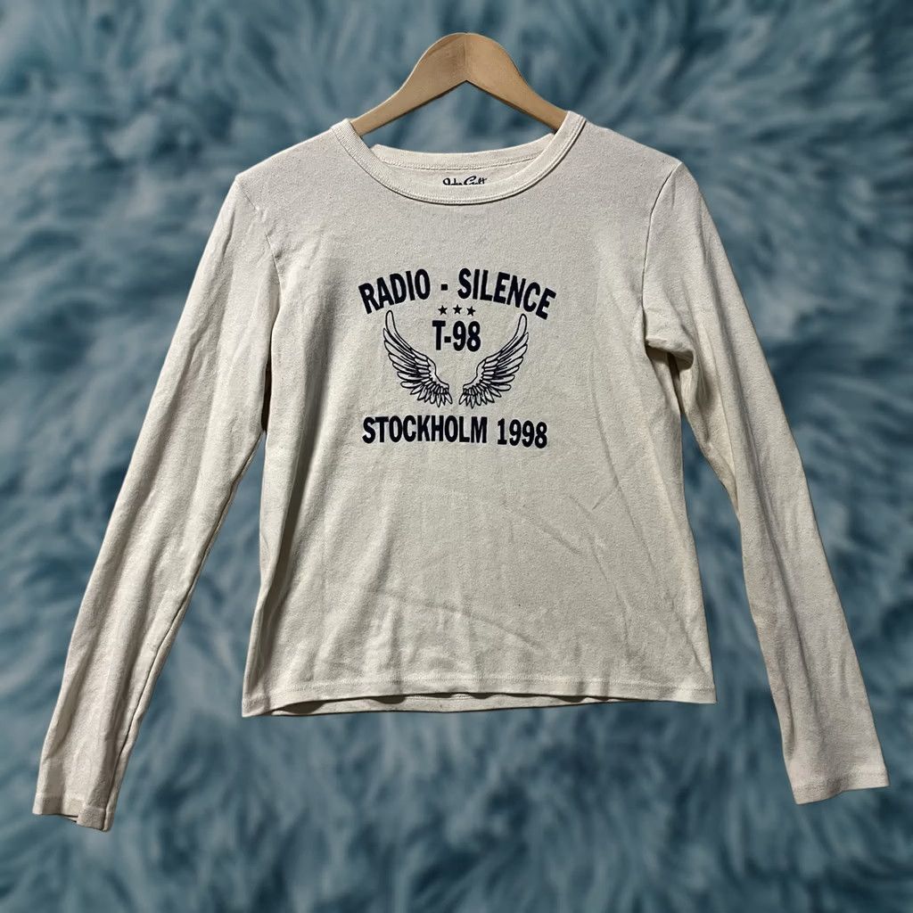 Vintage John Galt Beige Radio Silence Graphic Long Sleeve T-Shirt Size S Women Crew Neck Pullover 100% Cotton Casual Vintage No Size S / US 4 / IT 40 - 1 Thumbnail