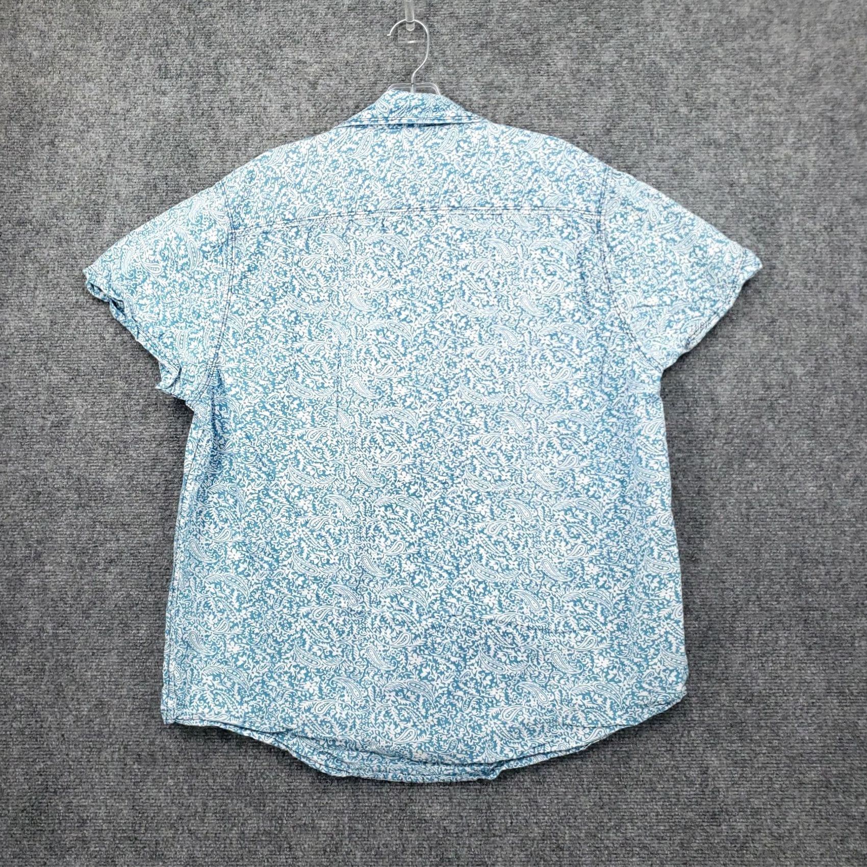 Vintage Seven7 Button Up Shirt Mens L Blue Paisley Short Sleeves Cotton Size US L / EU 52-54 / 3 - 2 Thumbnail