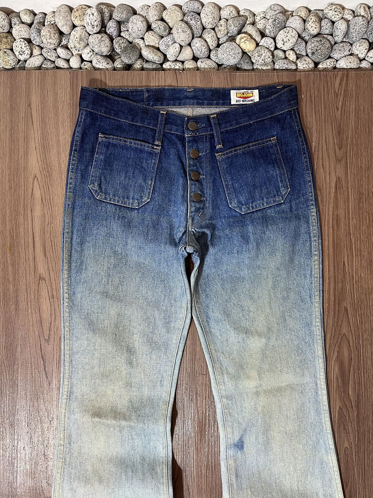 Big John Big John Vintage Washed Bush Button Up Bell Bottom Jeans Size US 32 / EU 48 - 3 Thumbnail
