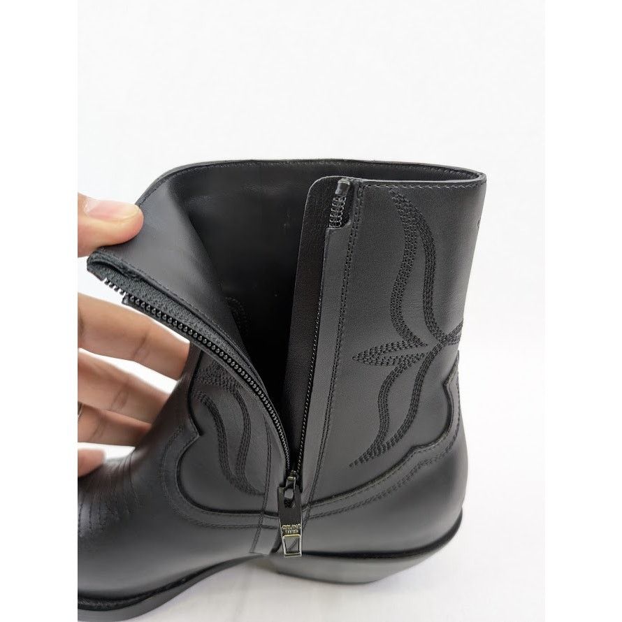 Celine o1rshd1 Shiny Calfskin Zipped Boot W/Metal Toe 50 in Black Size US 6 / EU 39 - 12 Thumbnail