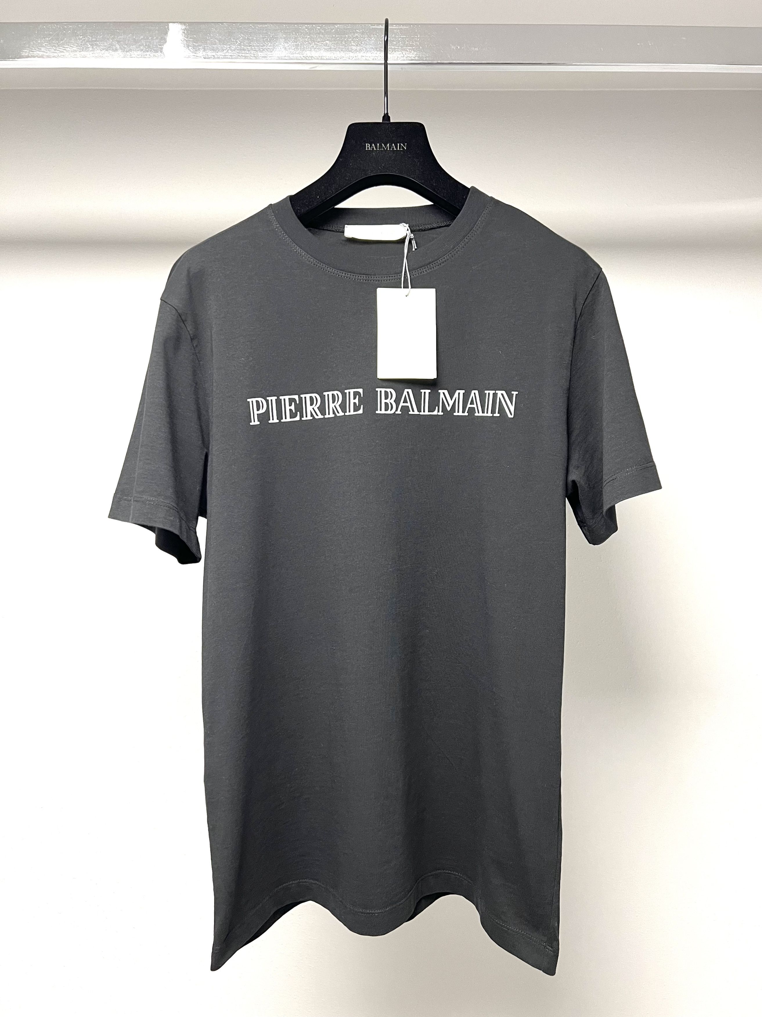 image of New, Pierre Balmain Black Chrew Neck Short Sleeve T-Shirt in Black/White, Men's (Size Medium)