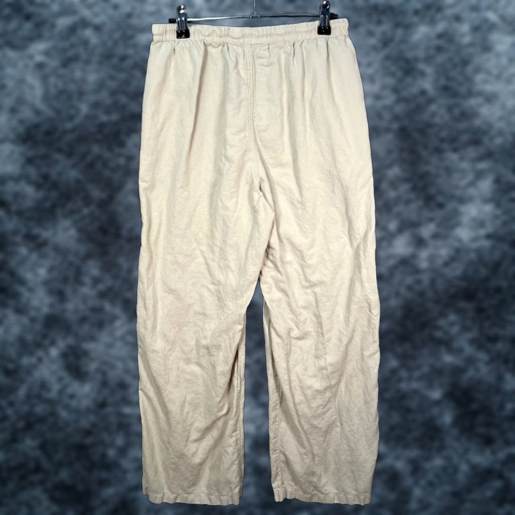 Uniqlo Uniqlo Womens Small Beige Linen Cotton Blend Elastic Waist Wide-Leg Pants 26-27 Inseam 28 Polyester Free Size 28" / US 6 / IT 42 - 1 Thumbnail