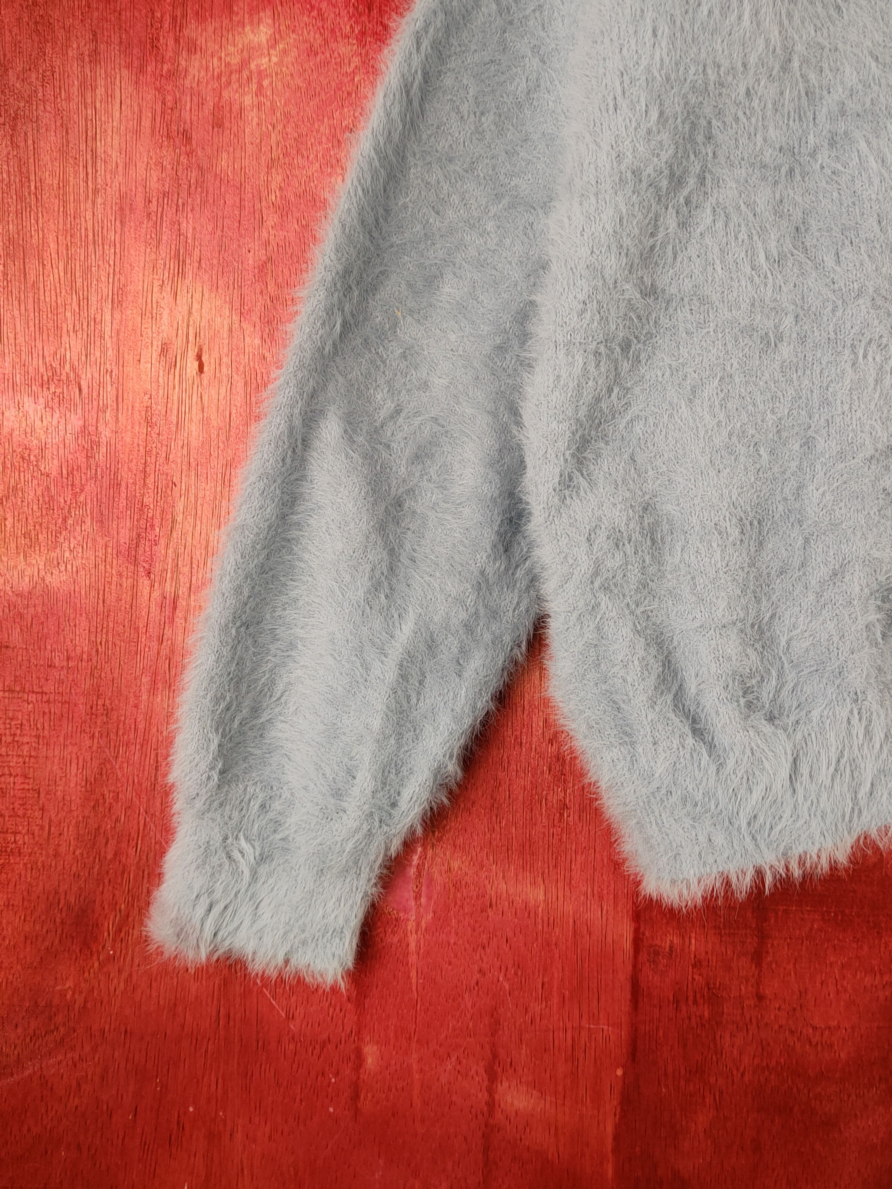 Homespun Knitwear Esseme Blue Shag Shaggy Fur Mohair Knitwear #S1969 Size L / US 10 / IT 46 - 4 Thumbnail
