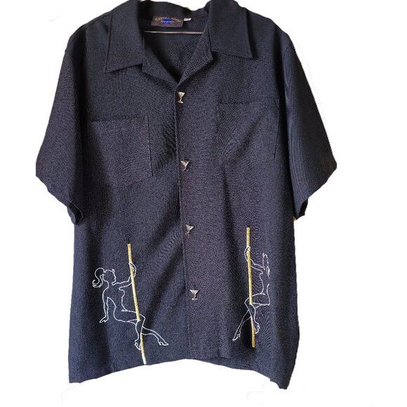 Other Casino Wear All Stars Black Shirt With Pole Dancer Applique Size US XXL / EU 58 / 5 - 1 Thumbnail