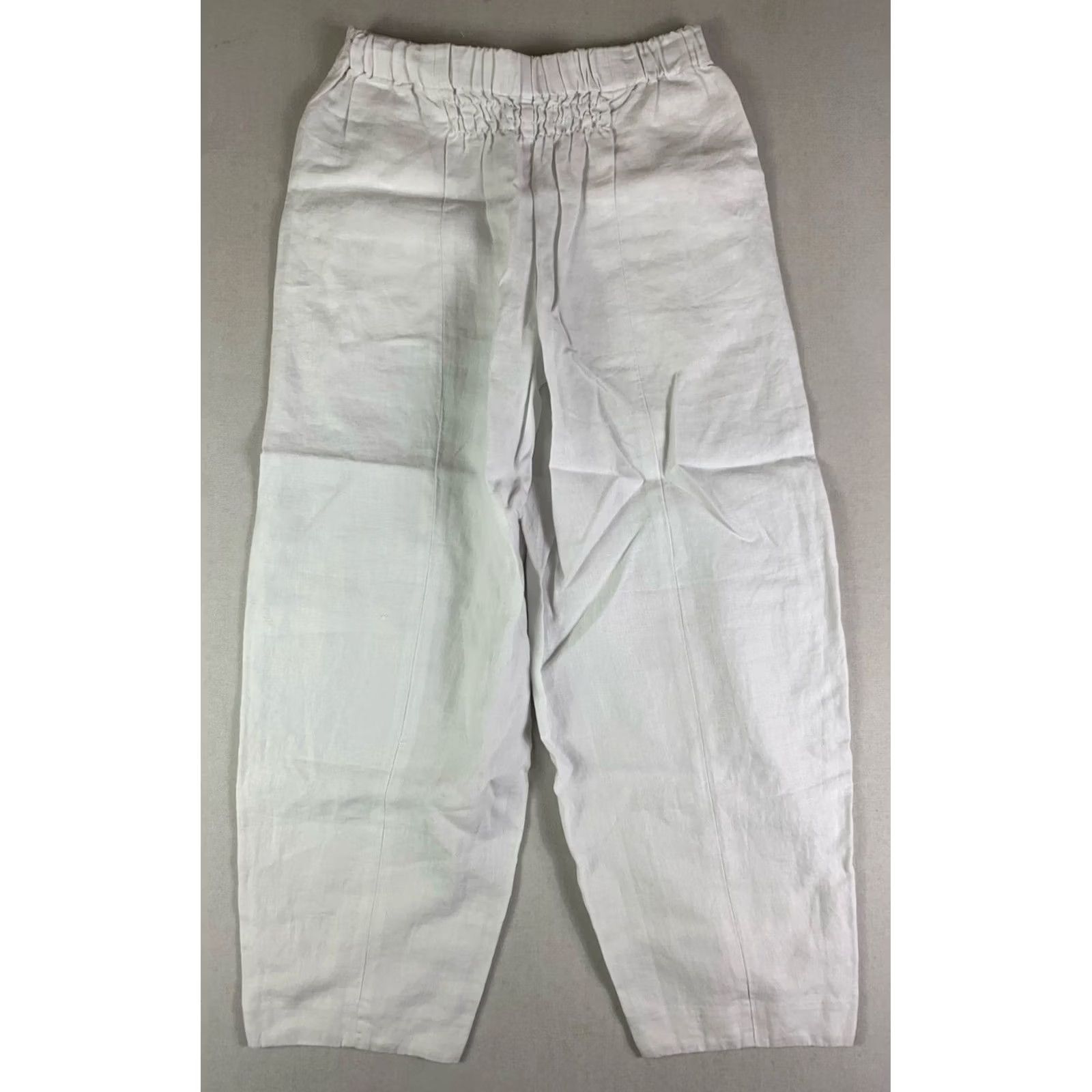 Madewell Madewell Pants Cropped Linen White Pull On Wide-Leg 2XS 26x25 Women Comfort Pockets Elastic Waist | NV539 Size 24" / US 00 / IT 34 - 7 Thumbnail