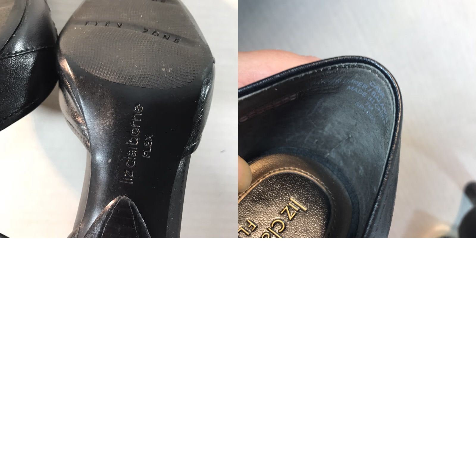 Liz Claiborne Liz Claiborne Flex Black Leather D'Orsay Heels Womens Size 7.5M Square Toe Slip On Size US 8 / IT 38 - 8 Thumbnail