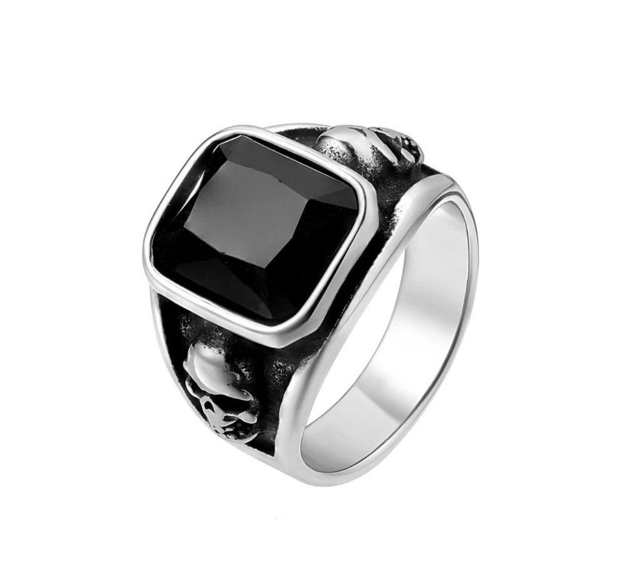 Jewelry Retro Personality Black Stone Ring Size ONE SIZE - 4 Thumbnail