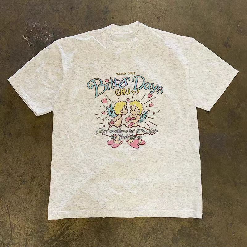 Vintage Casual Retro Cupid-Print Cotton T-Shirt Size US M / EU 48-50 / 2 - 1 Thumbnail