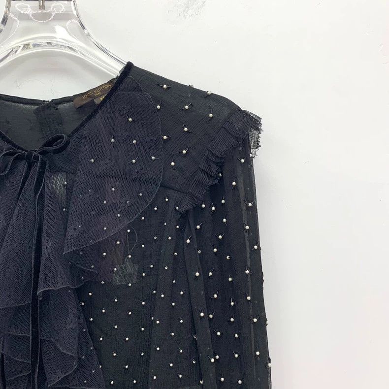 Louis Vuitton Louis Vuitton Black Silk Tie Long Sleeve Shirt with Bow La Size XS / US 0-2 / IT 36-38 - 3 Thumbnail