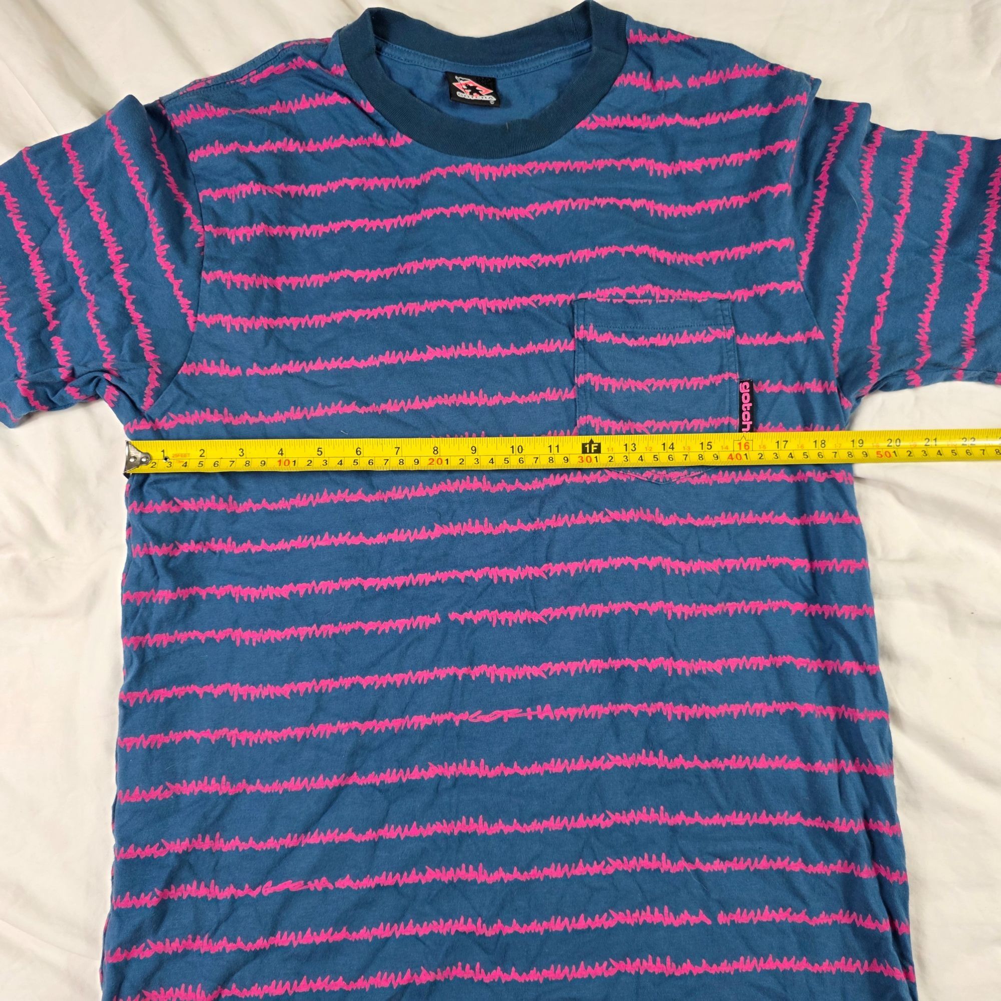 Gotcha Gotcha Mens Medium Blue Pink Stripe Pocket Tee Casual Short Size US M / EU 48-50 / 2 - 7 Thumbnail