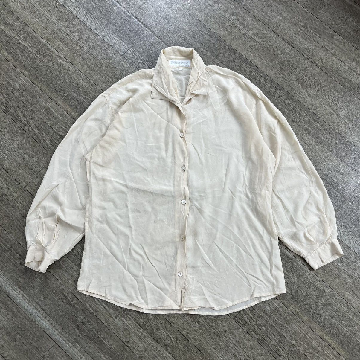 Burberry 1990s Vintage Burberrys Paris Italy Silk Shirt Luxury Size US M / EU 48-50 / 2 - 1 Thumbnail