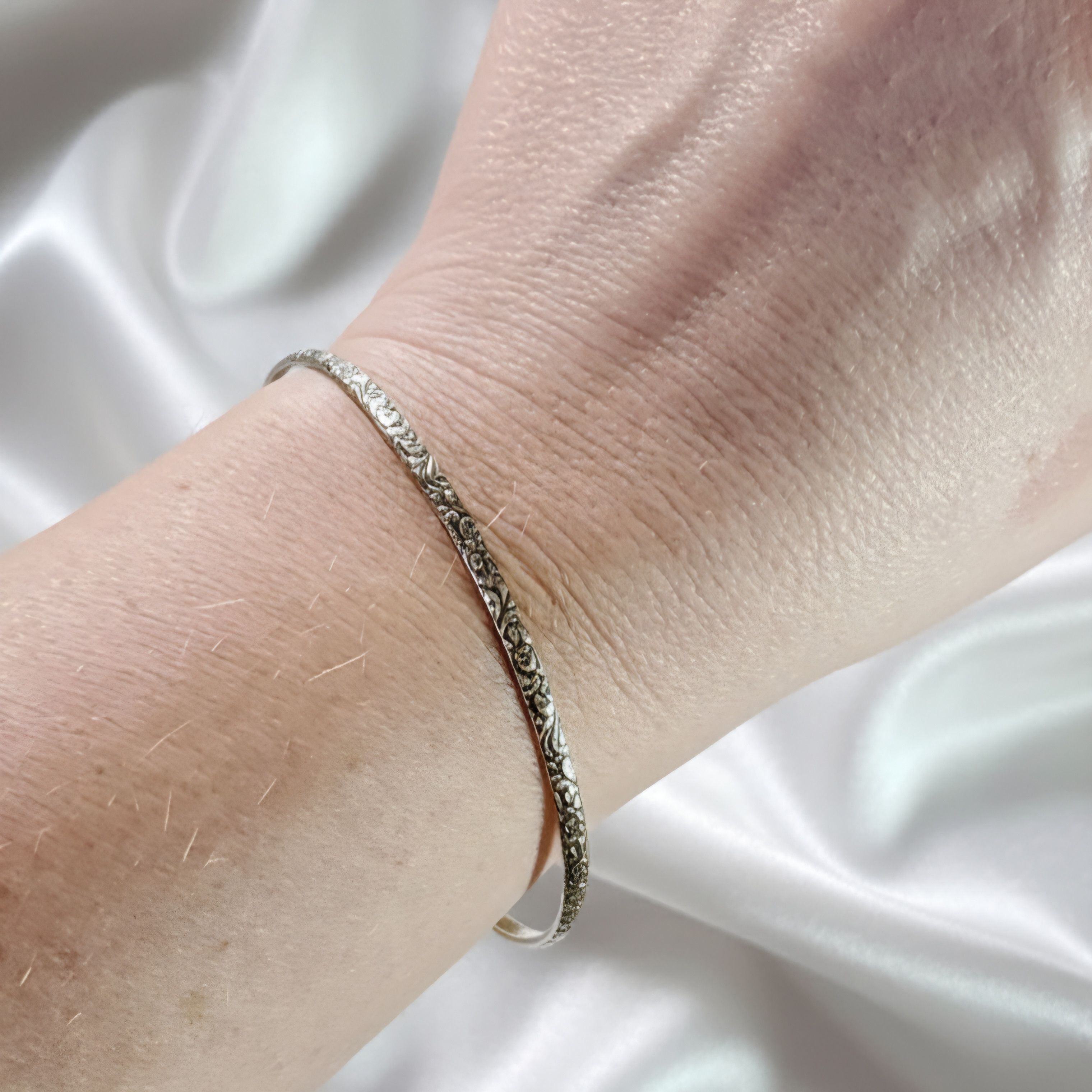 Other Floral 8.5" Sterling Silver 925 Bangle Bracelet Vermil Gold Size ONE SIZE - 5 Thumbnail