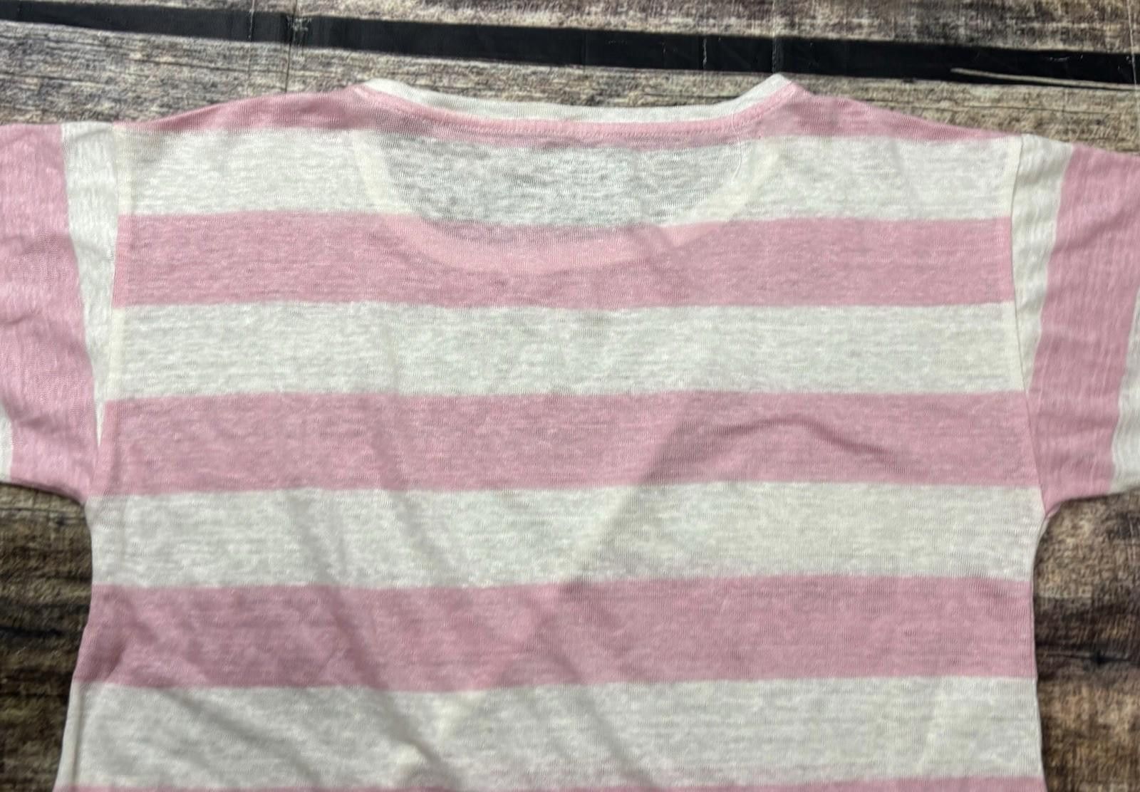 J.Crew J Crew Linen Tee Womens Small Top Pink White Striped Cuffed Size S / US 4 / IT 40 - 6 Thumbnail