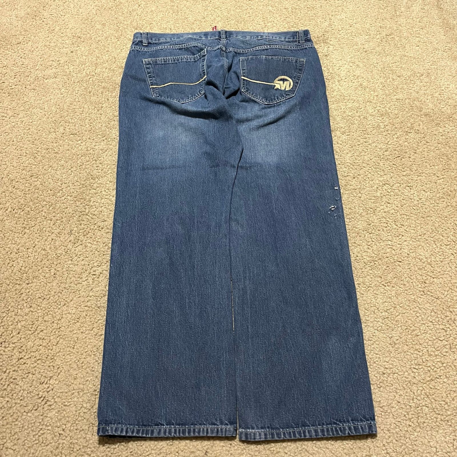Mecca Mecca Y2K Baggy Hip Hop Faded Embroidered Blue Jeans 40Wx32L Size US 40 / EU 56 - 2 Thumbnail