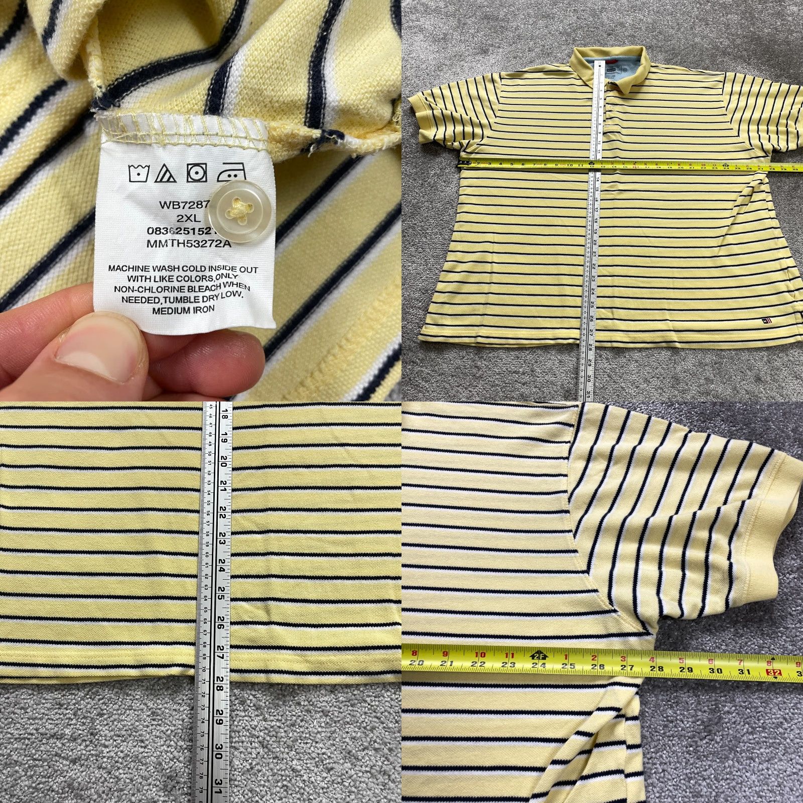 Wrangler Wrangler Polo Shirt Mens 2XL Yellow Cotton Striped Short Sleeve Casual Golf Top Size US XXL / EU 58 / 5 - 8 Thumbnail
