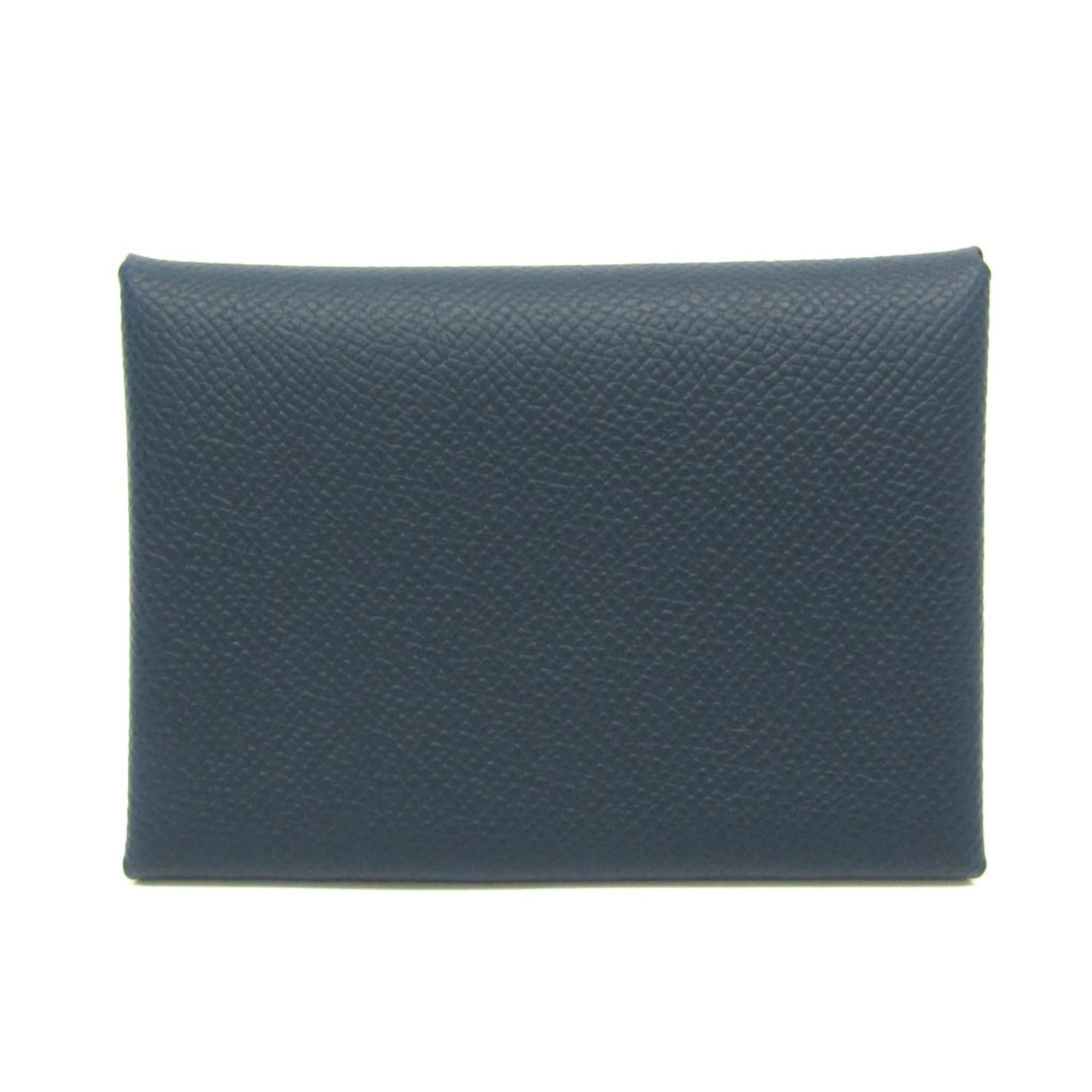 Hermes Hermes Calvi Duo Verso Epsom Leather Card Case Light Green,Navy Size ONE SIZE - 1 Thumbnail