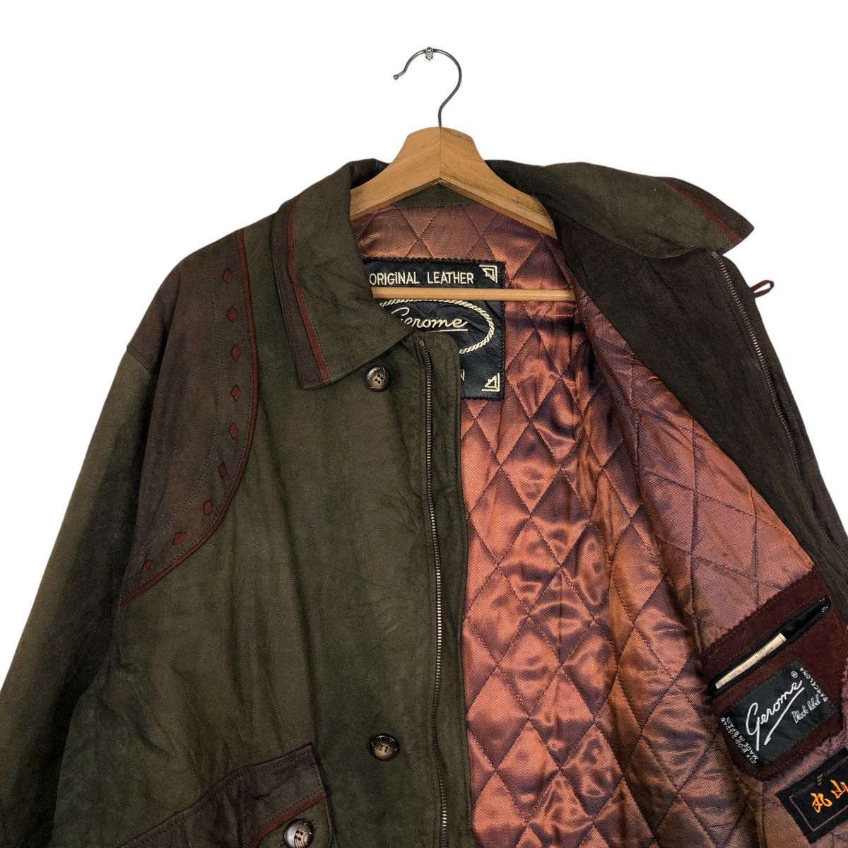 Japanese Brand 🔥VINTAGE BIKER LEATHER JACKET GENOME BLACK LABEL SPAIN Size US L / EU 52-54 / 3 - 14 Thumbnail