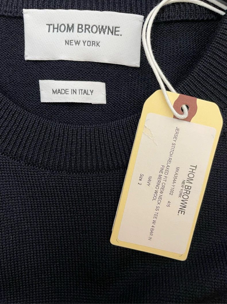 Thom Browne Thom browne High-end navy blue four-striped wool knitted me Size US M / EU 48-50 / 2 - 5 Thumbnail